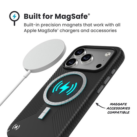 Speck Presidio2 Grip MagSafe - iPhone 17 Pro Case (Black / Slate Grey / White)
