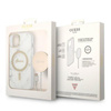 Guess Bundle Pack MagSafe IML Marble - MagSafe iPhone 14 Plus Case + Charger Set (white/gold)