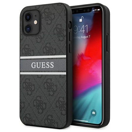 Guess 4G Printed Stripe - iPhone 12 mini case (gray)