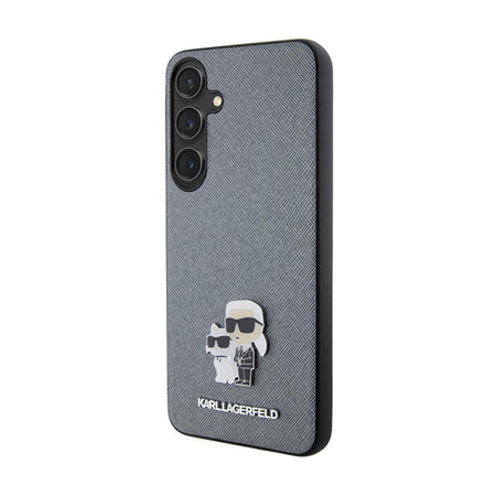 Karl Lagerfeld Saffiano Karl & Choupette Metal Pin - Samsung Galaxy S24+ Case (grey)