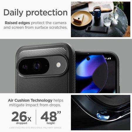 Spigen Rugged Armor - Gehäuse für Google Pixel 9 / 9 Pro (Schwarz matt)