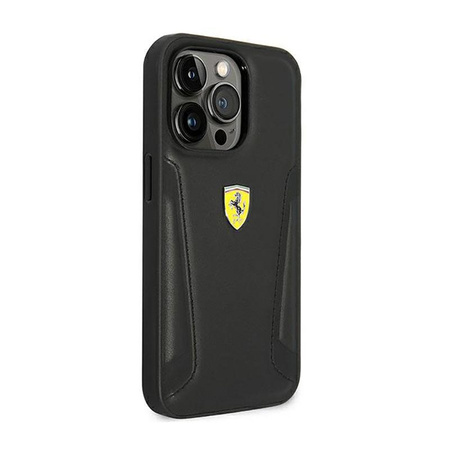 Étui en cuir Ferrari Stamp Sides - iPhone 14 Pro Max Case (Noir)