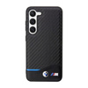 BMW Leather Carbon Blue Line - tok Samsung Galaxy S23-hoz (fekete)
