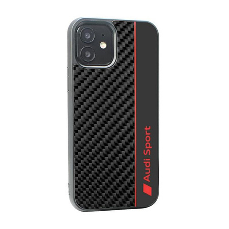 Audi Carbon Fiber Stripe - pouzdro pro iPhone 12 / iPhone 12 Pro (černé)