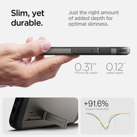 Spigen Tough Armor Mag MagSafe - Etui do iPhone 16e (Gunmetal)