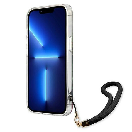 Guess Flower Cord - Case with lanyard iPhone 13 mini (Blue)