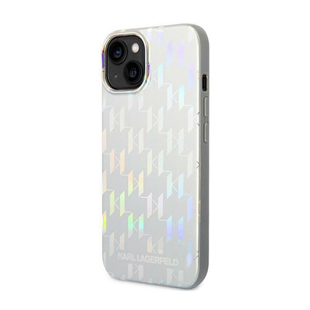 Karl Lagerfeld Monogram Iridescent - Coque iPhone 14 (argent)