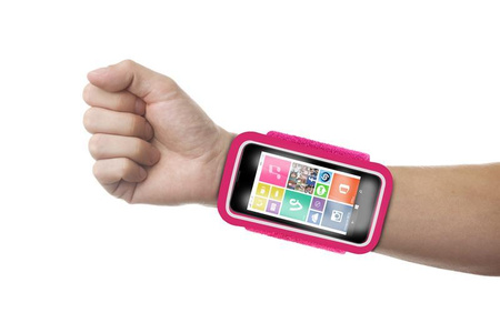 PURO Running Band - Universal running wristband for smartphones max 4.3" + key pocket (pink)