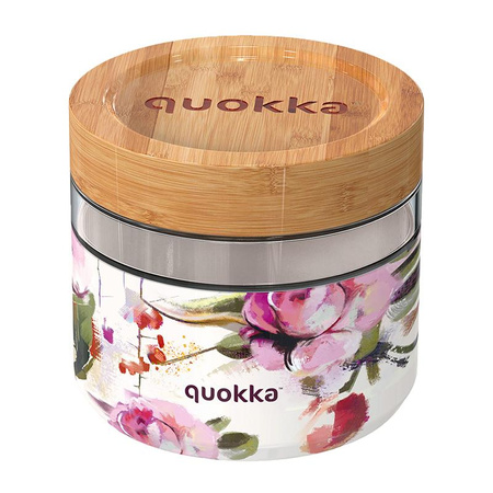 Quokka Deli Food Jar - Skleněná nádoba na jídlo / krabička na oběd 820 ml (Dark Flowers)