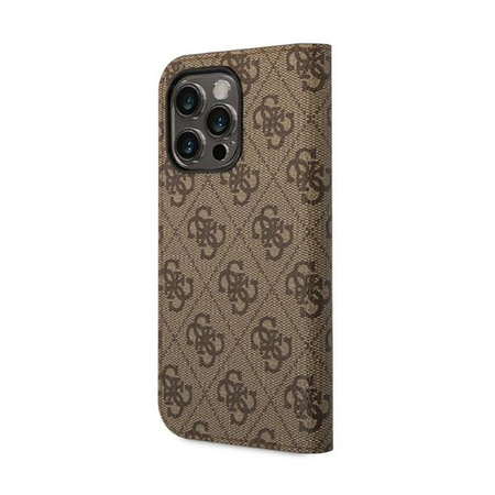 Guess 4G Metal Camera Outline Booktype Case - Coque iPhone 14 Pro (marron)