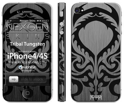 Nexgen Skins - sada skinů pro iPhone 4 / iPhone 4S s 3D efektem (Tribal Tungsten 3D)
