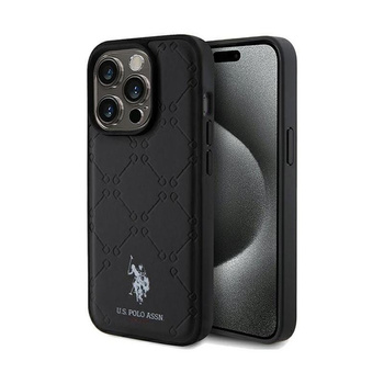 US Polo Assn Yoke Pattern - pouzdro na iPhone 15 Pro (černé)