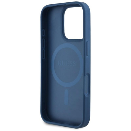 Guess szemcsés nyomtatott virágmintás MagSafe - tok iPhone 16 Pro Max készülékhez (kék)