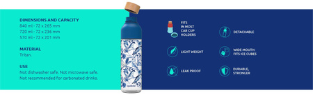 Quokka Ice - Bouteille d'eau en tritan de 570 ml (Pink Botanical)