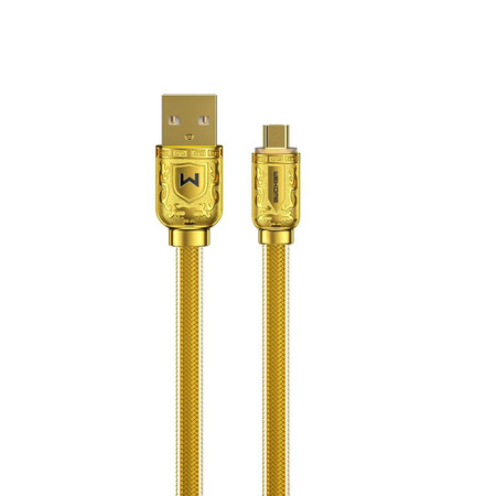 WEKOME WDC-161 Sakin sorozat - USB-A és Micro USB gyors töltés 6A csatlakozókábel 1 m (arany)