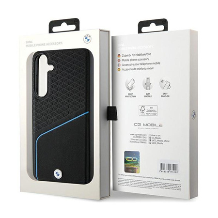 BMW Signature Leather Textured & Line MagSafe - Samsung Galaxy S24 Tasche (schwarz)