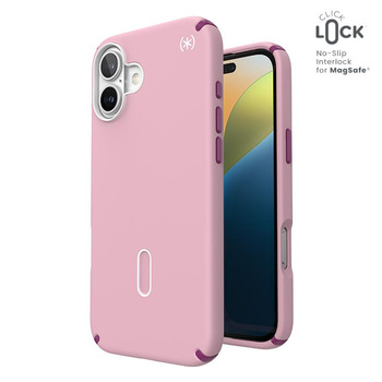Speck Presidio2 Pro ClickLock & MagSafe - iPhone 16 Plus Tasche (Mittwoch Rosa / Boysenberry Lila / Weiß)