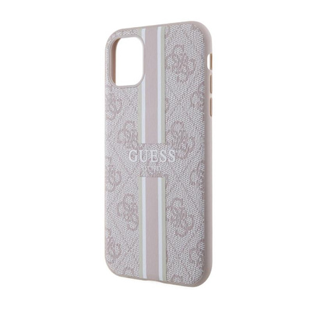 Guess 4G Étui MagSafe à rayures imprimées pour iPhone 11 (rose)