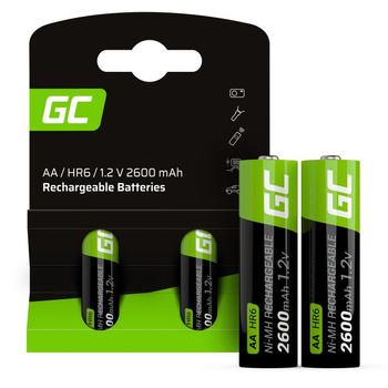 Green Cell - 2x AA HR6 2600mAh Rechargeable Batteries