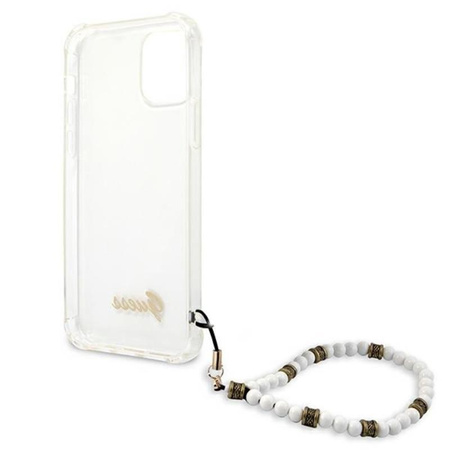 Guess White Pearl Strap - pouzdro pro iPhone 12 / iPhone 12 Pro (průhledné)