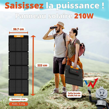 Wonder Ws210 - Panneau solaire 210W avec sortie MC4 (Noir)