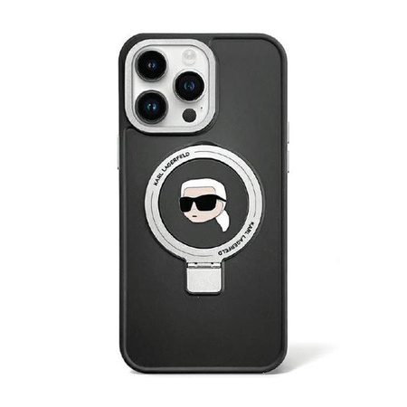 Karl Lagerfeld Ring Stand Karl Head MagSafe - pouzdro pro iPhone 15 Pro (černé)