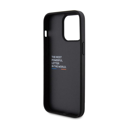 BMW Leather Carbon Blue Line - Coque pour iPhone 15 Pro Max (noir)