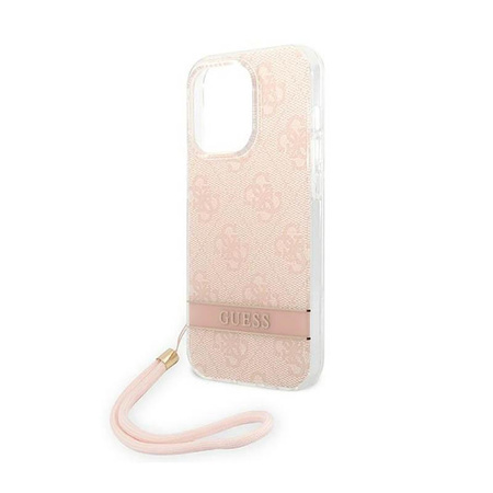 Guess 4G Print Cord - Case with lanyard iPhone 14 Pro Max (pink)