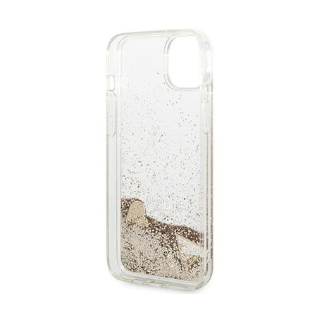 Guess Liquid Glitter Charms - Coque pour iPhone 14 Plus (Or)