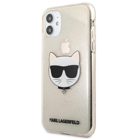Karl Lagerfeld Choupette Head Glitter - pouzdro pro iPhone 11 (zlaté)