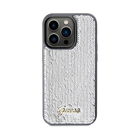 Guess Sequin Script Metal - pouzdro pro iPhone 14 Pro (stříbrné)