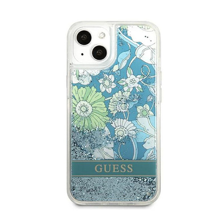 Guess Liquid Glitter Flower - Schutzhülle für iPhone 13 (Blau/Grün)