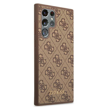 Guess 4G Metal Gold Logo - Etui Samsung Galaxy S22 Ultra (brązowy)