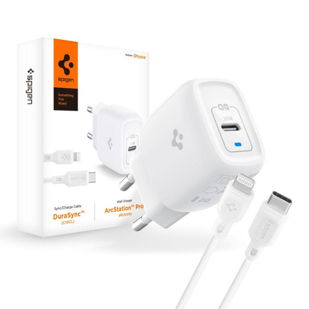Spigen ArcStation - USB-C PD 20W síťová nabíječka + kabel USB-C na Lightning