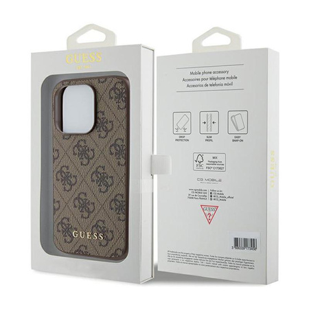 Guess 4G Metal Gold Logo - iPhone 15 Pro Tasche (braun)