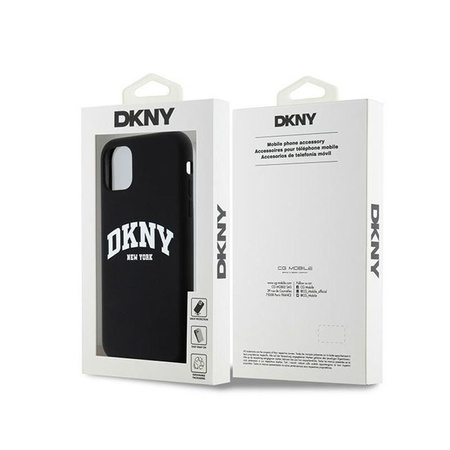 DKNY Liquid Silicone White Printed Logo MagSafe - Coque pour iPhone 11 (noir)