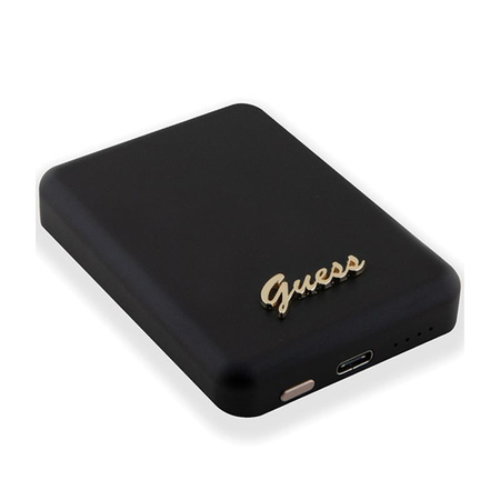 Guess Metal Script Logo MagSafe - Induktions-Powerbank 5000 mAh 15W MagSafe (schwarz)