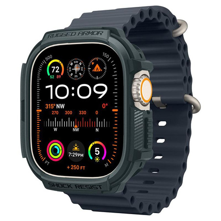 Spigen Rugged Armor - Étui pour Apple Watch Ultra 1/2 49 mm (Abyss Green)