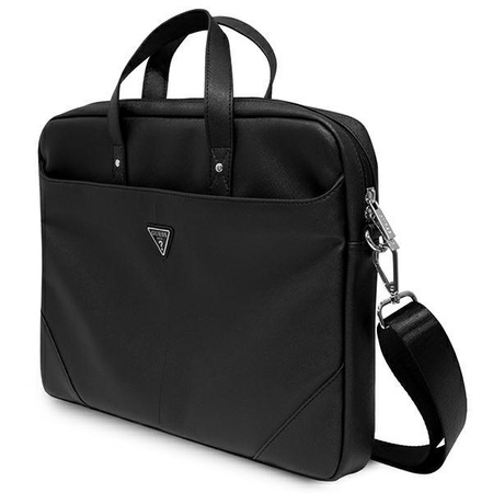 Guess Saffiano Triangle Logo Computer Bag - 16" Notebook Bag (black)