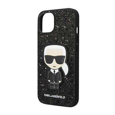 Karl Lagerfeld Glitter Flakes Ikonik - iPhone 14 Tasche (schwarz)