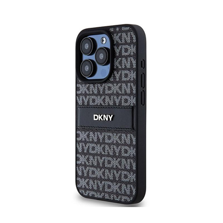 DKNY Leather Mono Stripe & Metal Logo - iPhone 15 Pro Max Case (black)