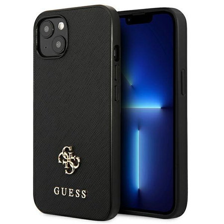 Guess Saffiano 4G Small Metal Logo - Étui pour iPhone 13 (noir)