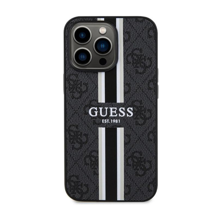 Guess 4G Étui MagSafe à rayures imprimées - iPhone 13 Pro Max (Noir)