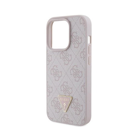 Guess bőr 4G Triangle Strass - iPhone 15 Pro tok (rózsaszín)