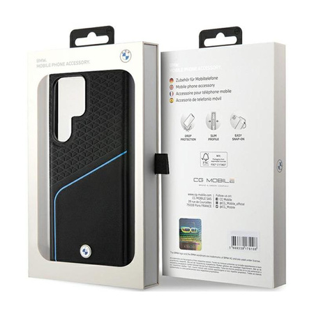 BMW Signature Leather Textured & Line MagSafe - pouzdro pro Samsung Galaxy S24 Ultra (černé)