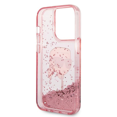 Karl Lagerfeld Liquid Glitter Karl's Head - Hülle für iPhone 14 Pro (Pink)