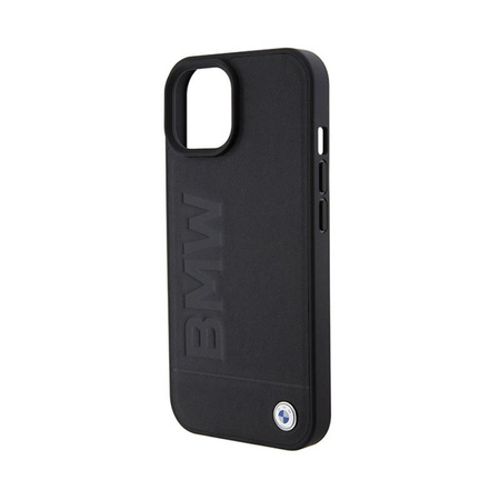 BMW Leder Hot Stamp MagSafe - iPhone 15 Tasche (Schwarz)