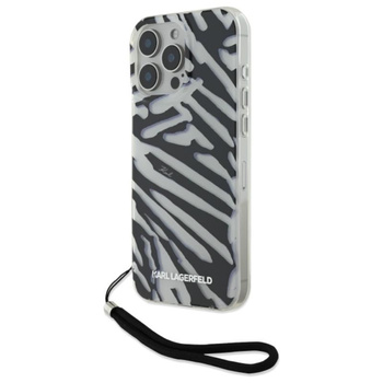 Karl Lagerfeld IML Zebra Pattern & Cord - Coque pour iPhone 16 Pro (noir)