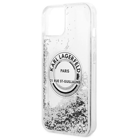 Karl Lagerfeld Liquid Glitter Round RSG Logo Case - iPhone 14 Case (silver)