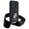 Karl Lagerfeld Saffiano Karl & Choupette Metal Pin CBDY Strap - pouzdro pro iPhone 16 Pro (černé)